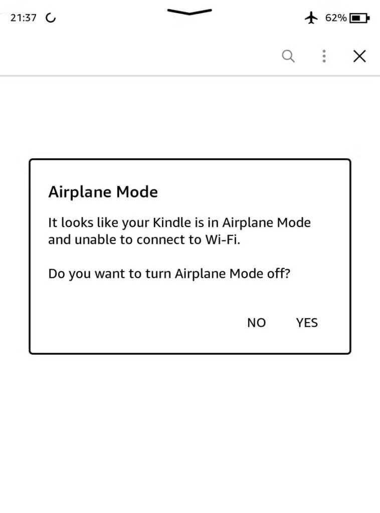 amazon kindle turn off airplane mode